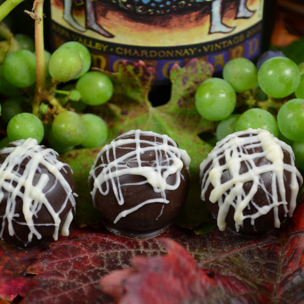 Chardonnay Chocolate Truffles, Gourmet Chocolate Truffles. Premium Chocolate Truffles, Wine and Chocolate, Chardonnay and Chocolate