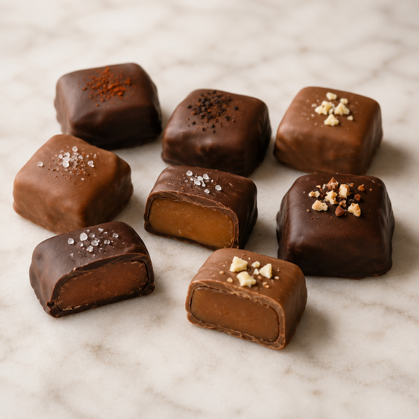 Chocolate Covered Caramels showing rich handcrafted caramel center