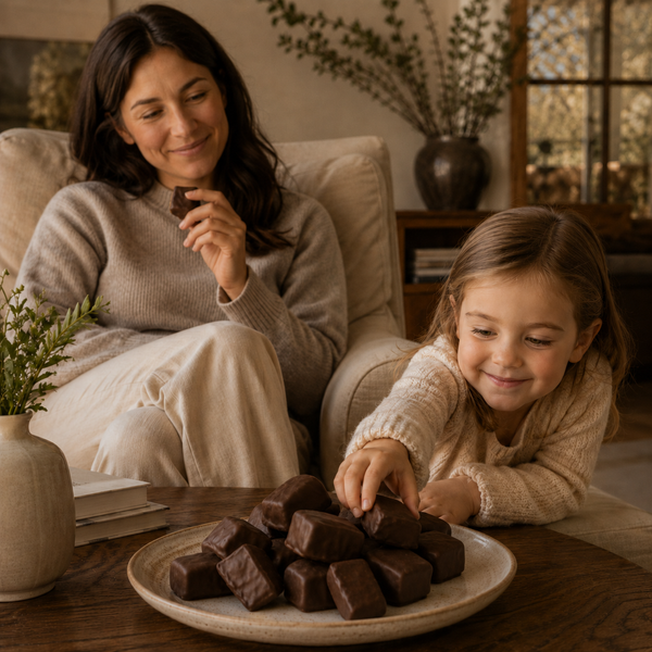 Sharing Chocolate Sponge Candy - Like Mom Like Daughter