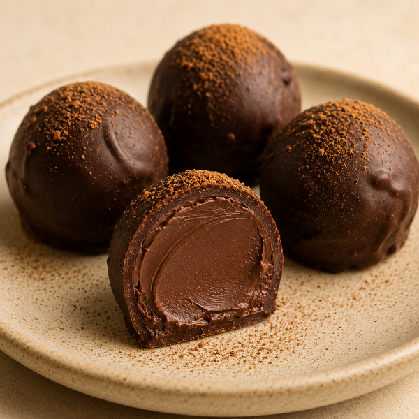Garam Marsala Truffle cut to show Interior Ganache