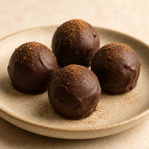 Garam Masala Chocolate Truffles on ceramic plate