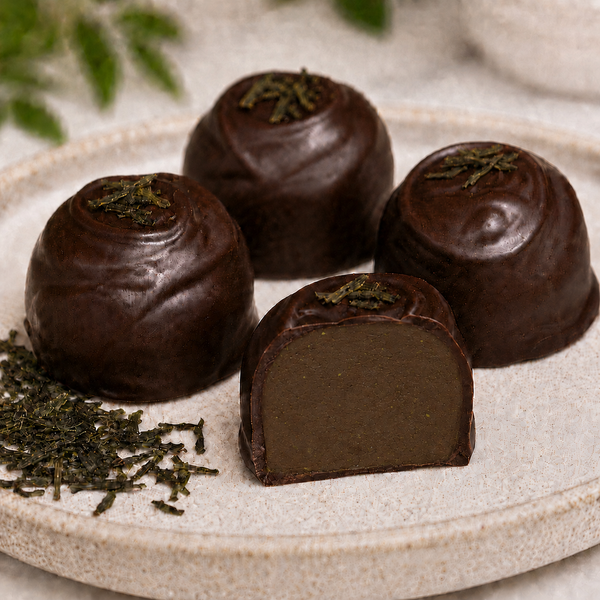 Green Tea Truffles showing Delicious Ganache