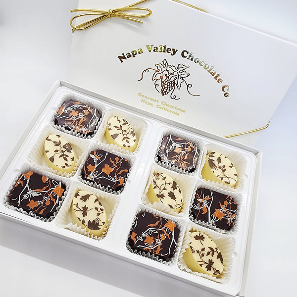 Pumpkin Spice Chocolate Truffles with Fall Decoration, Chocolate Lovers Gift, Best Chocolate Truffles, Chocolate Wedding Favors. Napa Valley Chocolate Company