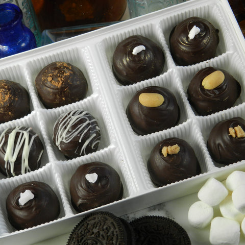 Classic Candy Chocolate Truffle Collection, Coconut and Almond Chocolate Truffles, Cookies and Cream Chocolate Truffles, Mint Chocolate Truffles, Peanut Butter Chocolate Truffles, Rocky Road Chocolate Truffles, Toffee Chocolate Truffles