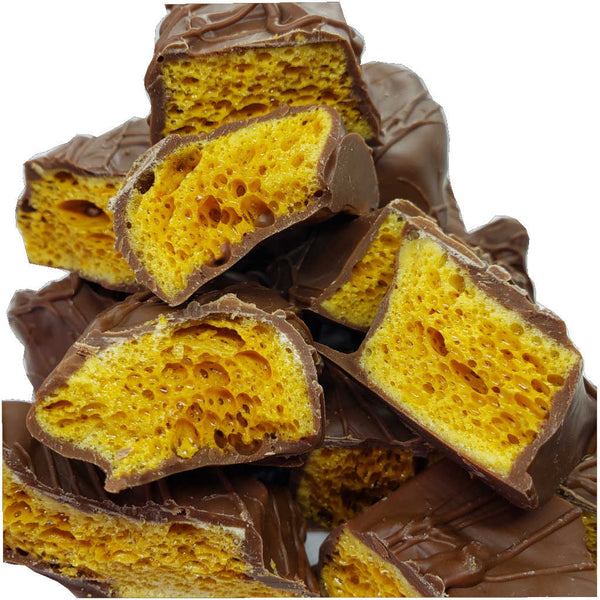 Dark Chocolate Covered Sponge Candy, Chocolate Covered Honeycomb Candy, Chocolate Covered Seafoam Candy, Sponge Candy, Seafoam Candy, Honeycomb Candy